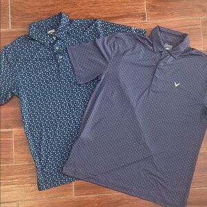 Callaway Men's Navy and Indigo Polo Golf Shirts in Great condition